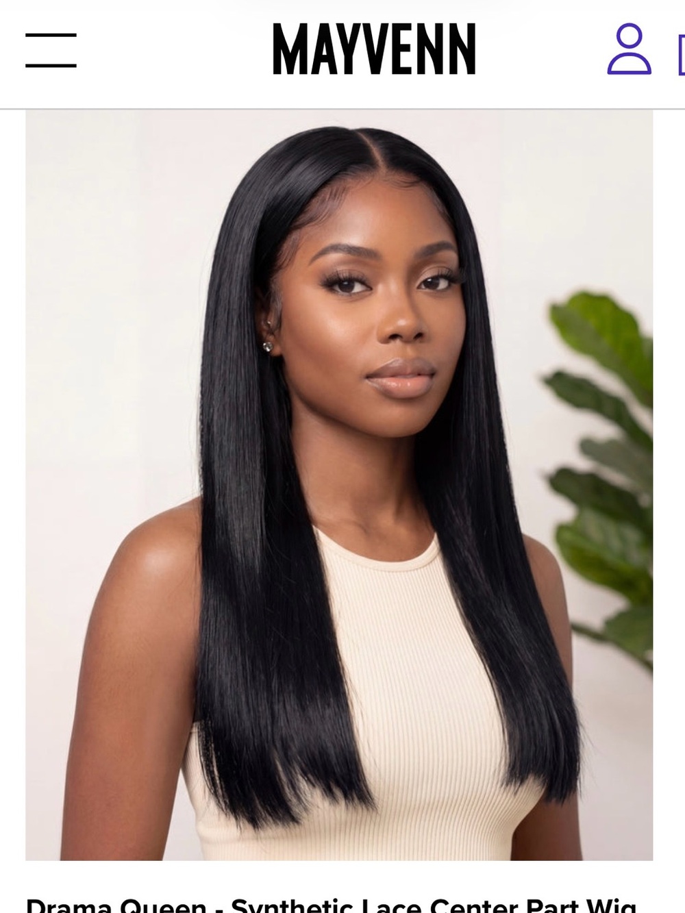 Mayvenn Drama Queen -synthetic center part wig -jet black